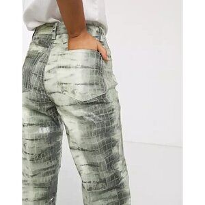 ASOS DESIGN Ritson Original Mom Jeans Croc Lizard Straight Leg Pants 28/32 sz 10